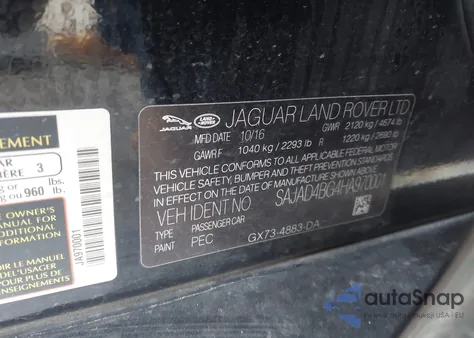 2017 Jaguar Xe 25T Premium from USA, damaged, VIN SAJAD4BG4HA970001